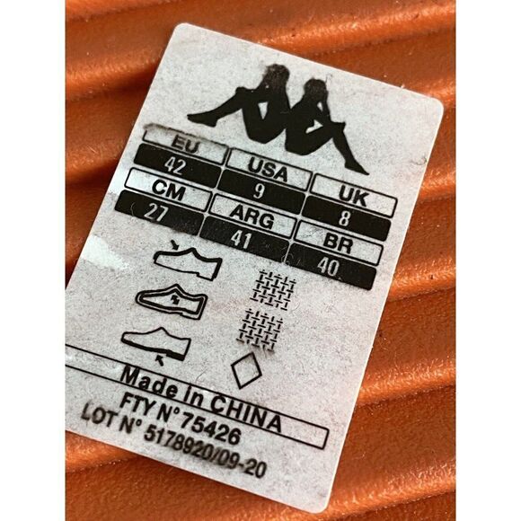 KAPPA 222 BANDA MULE ORANGE WHITE Slippers Mules Lined Men's Sz 9 NEW Box No Lid - Picture 8 of 8